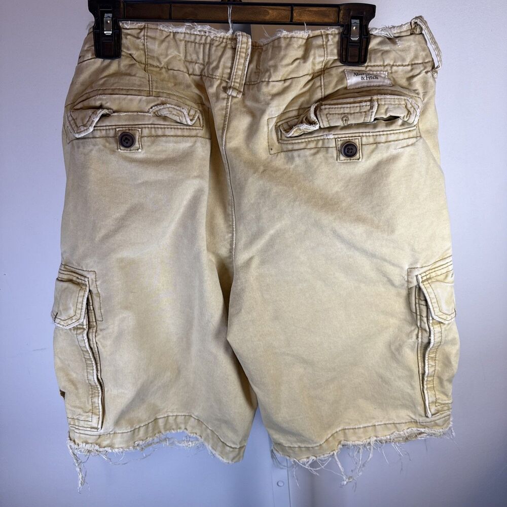 Vtg Abercrombie & Fitch Khaki Cargo Shorts Mens 32 Heavy Military Y2K Button Fly - Picture 6 of 7